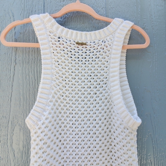 Michael Kors Fringe Cotton Open Knit Fringe Midi Dress Cover Up Beach Resortwear - Picture 8 of 9